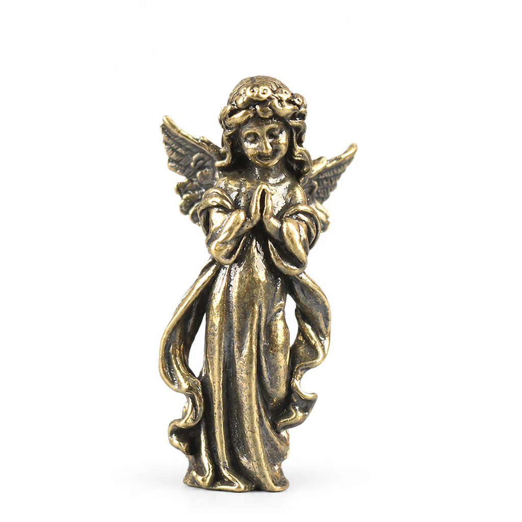 Handcrafted Solid Brass Guardian Angel Figurine - Protection, Peace & Blessing | Amen Artisan - Image 9