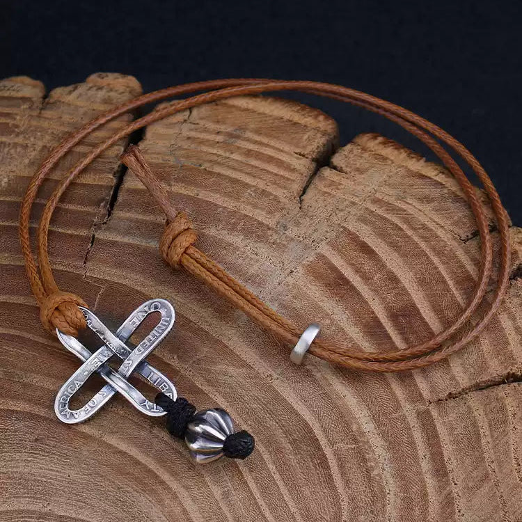 Handmade 10-cent silver coin cross bracelet - Image 5