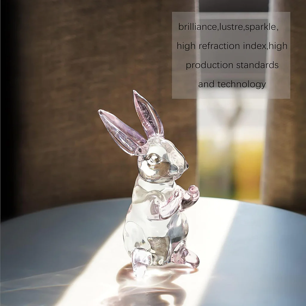 Crystal Pink-Eared Bunny Figurine Amen Artisan - Image 3