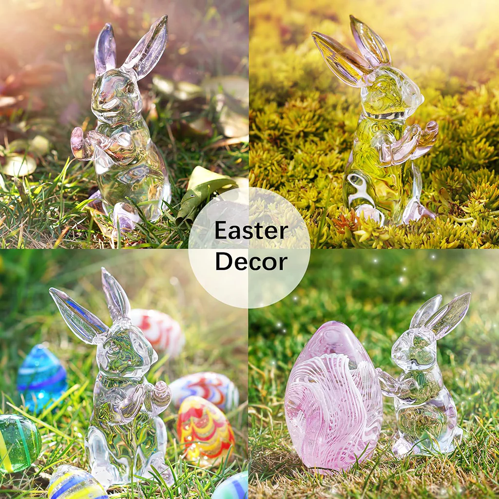 Crystal Pink-Eared Bunny Figurine Amen Artisan - Image 5