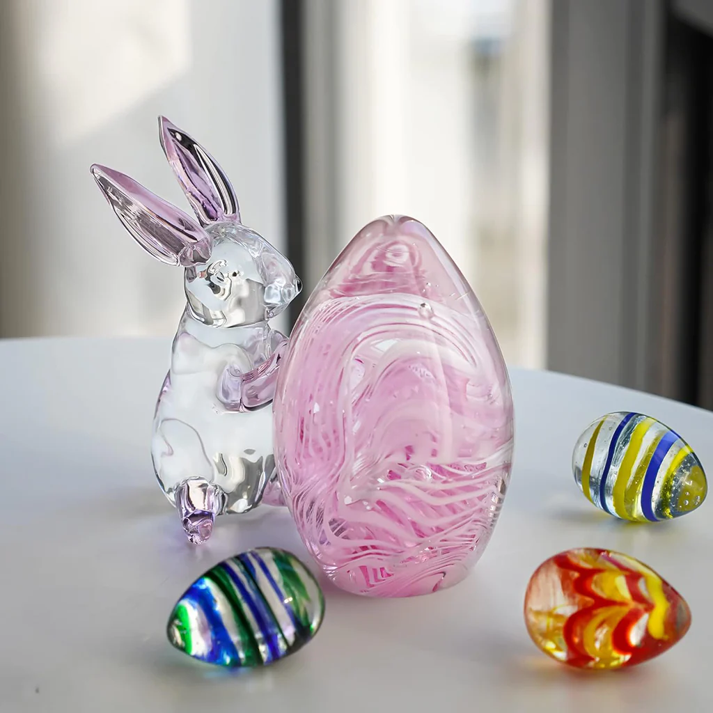 Crystal Pink-Eared Bunny Figurine Amen Artisan - Image 6