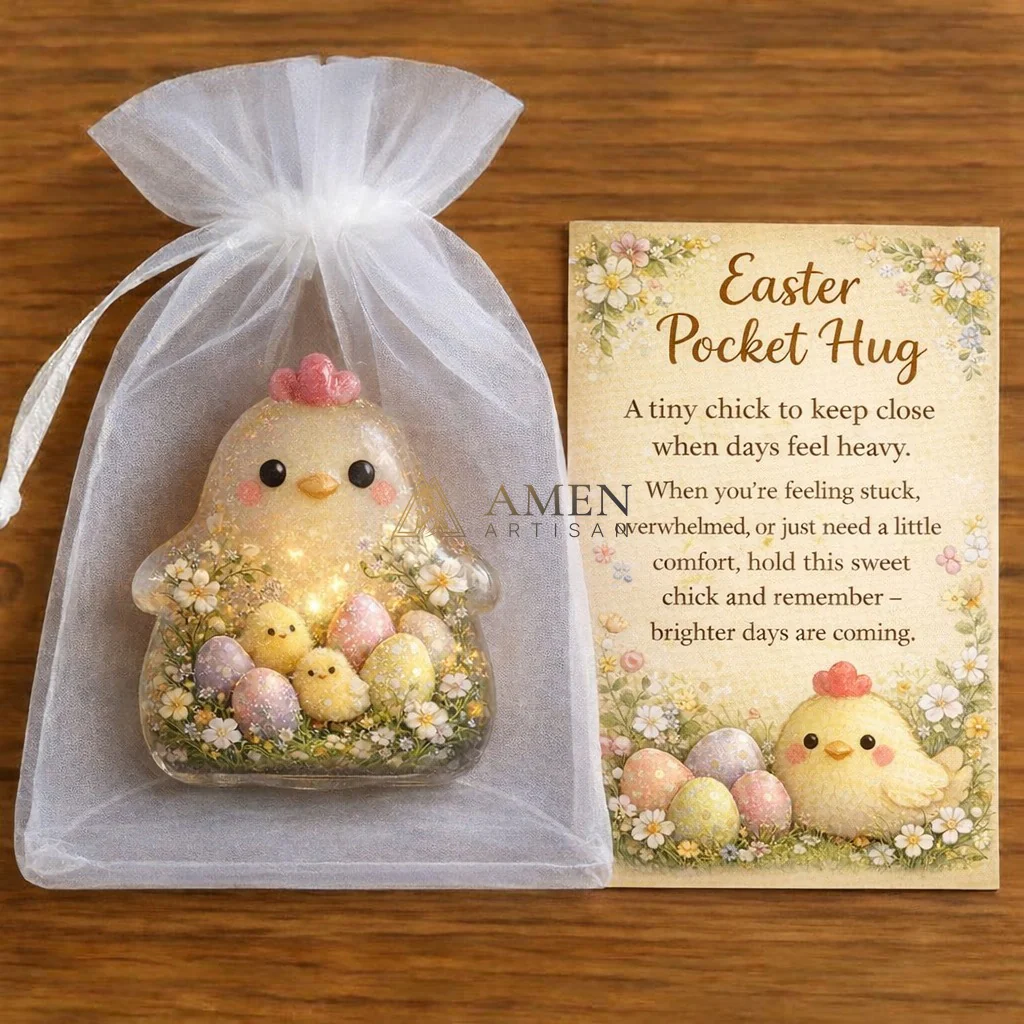 Handmade Easter Bunny Figurine Amen Artisan - Image 4