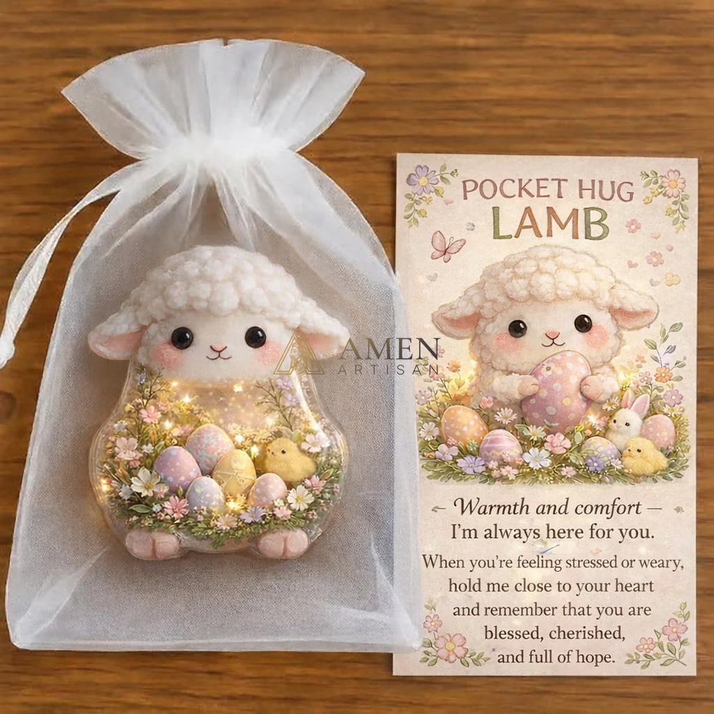 Handmade Easter Bunny Figurine Amen Artisan - Image 5