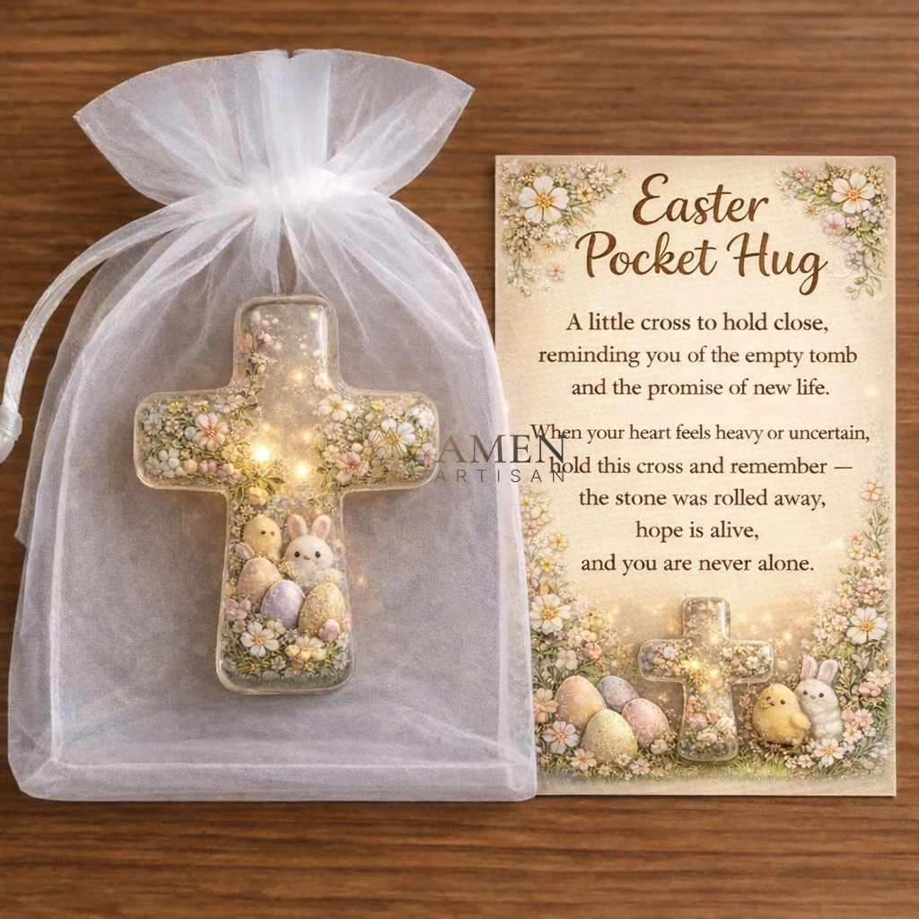 Handmade Easter Bunny Figurine Amen Artisan - Image 6