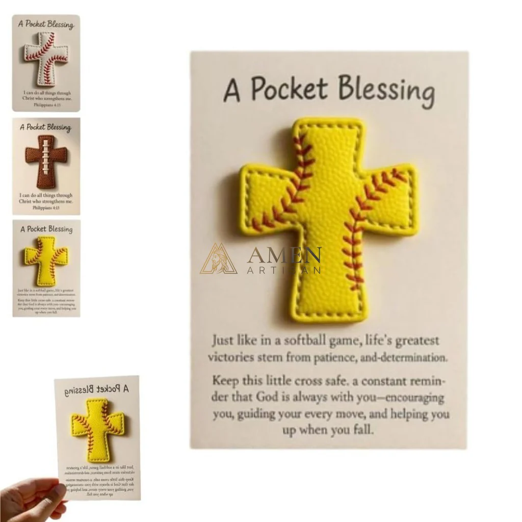 Handmade Leather Football Cross Sports Ornament Amen Artisan - Image 11