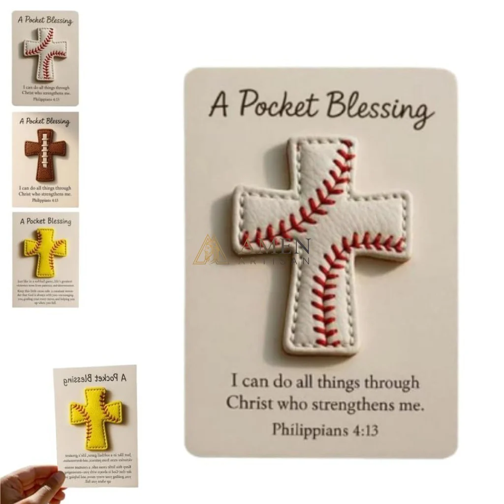 Handmade Leather Football Cross Sports Ornament Amen Artisan - Image 12