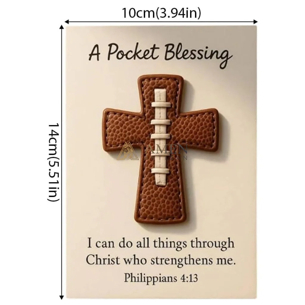 Handmade Leather Football Cross Sports Ornament Amen Artisan - Image 4