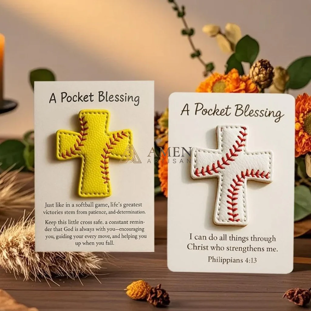 Handmade Leather Football Cross Sports Ornament Amen Artisan - Image 5