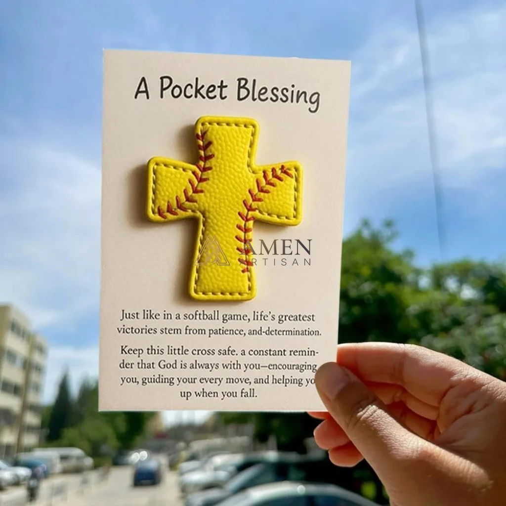 Handmade Leather Football Cross Sports Ornament Amen Artisan - Image 7