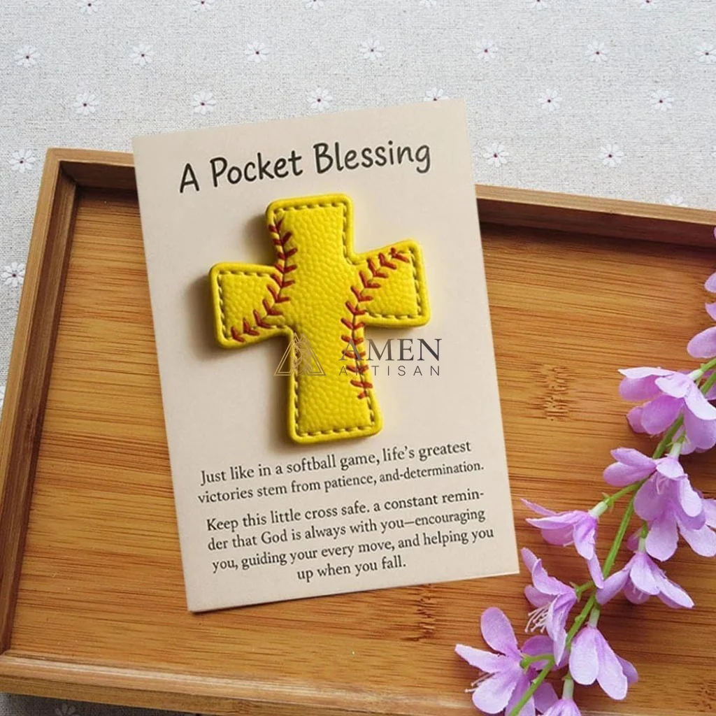 Handmade Leather Football Cross Sports Ornament Amen Artisan - Image 8