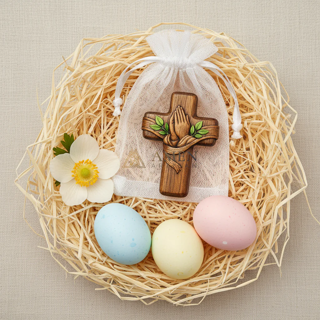Handmade Pocket Prayer Wooden Cross Amen Artisan - Image 6