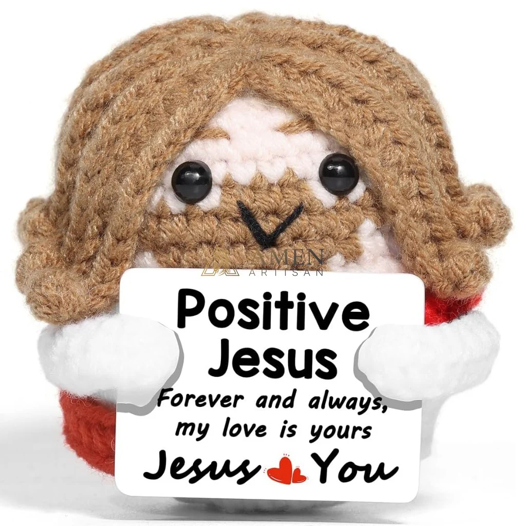 Handmade Positive Jesus Crochet Doll Amen Artisan