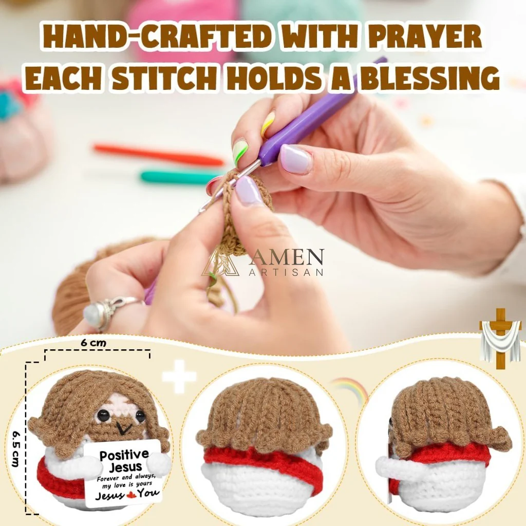 Handmade Positive Jesus Crochet Doll Amen Artisan - Image 2