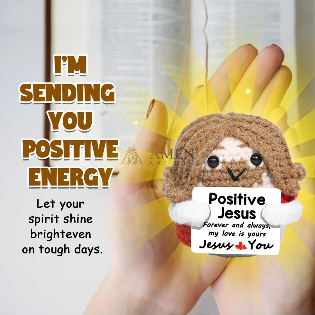 Handmade Positive Jesus Crochet Doll Amen Artisan - Image 4