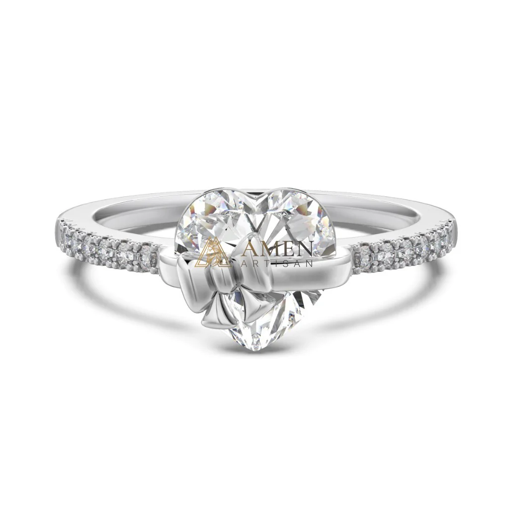 Heart Bow Diamond Ring Amen Artisan - Image 3