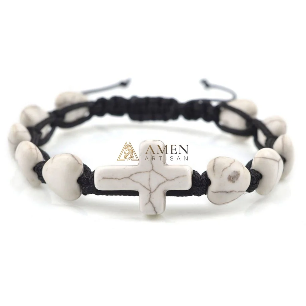 Heart-Shaped Turquoise Cross Bracelet  Amen Artisan - Image 2
