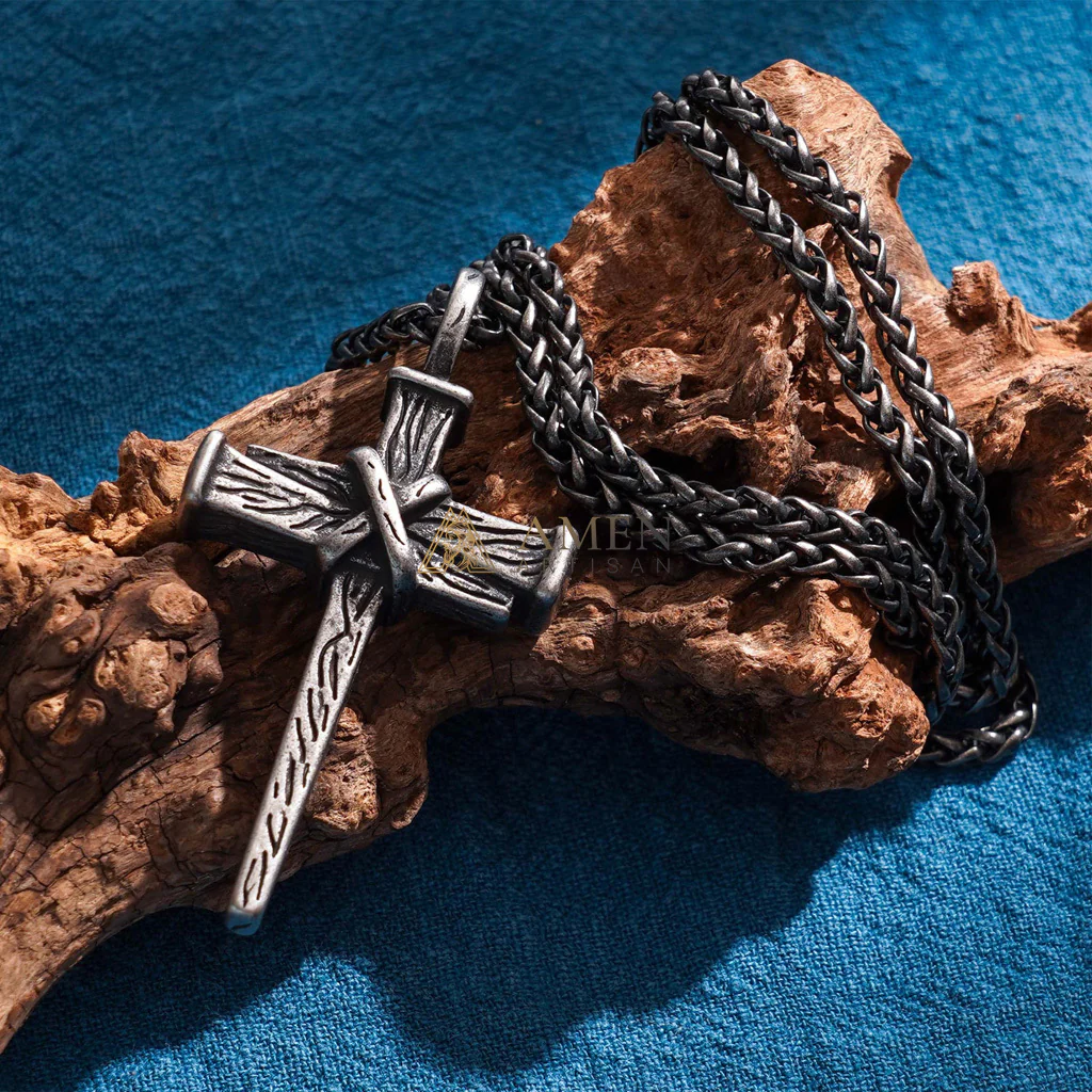 【Deal Today】Heavy Dragon Bone Chain Cross Necklace - Resilience, Faith & Sacred Protection |  Amen Artisan - Image 5