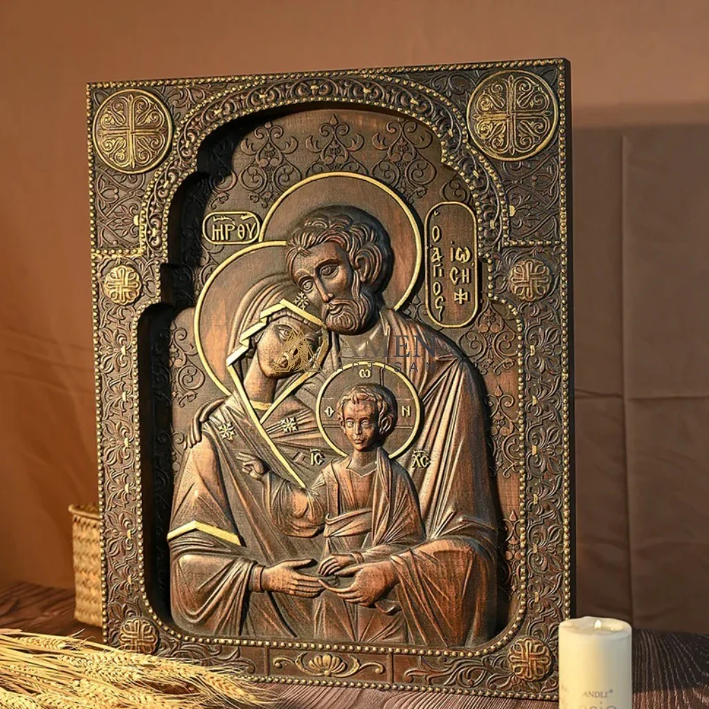 Holy Family Wood Carving - Image 2