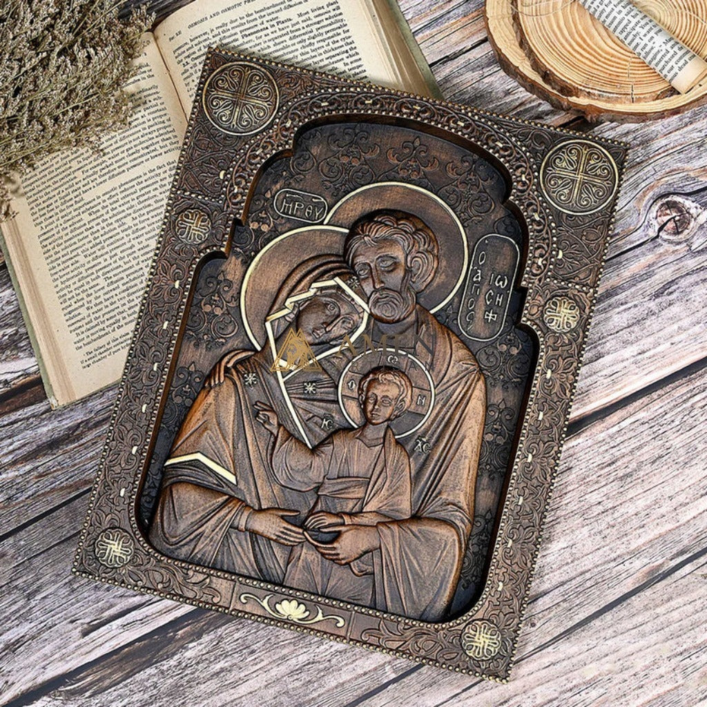Holy Family Wood Carving - Image 4