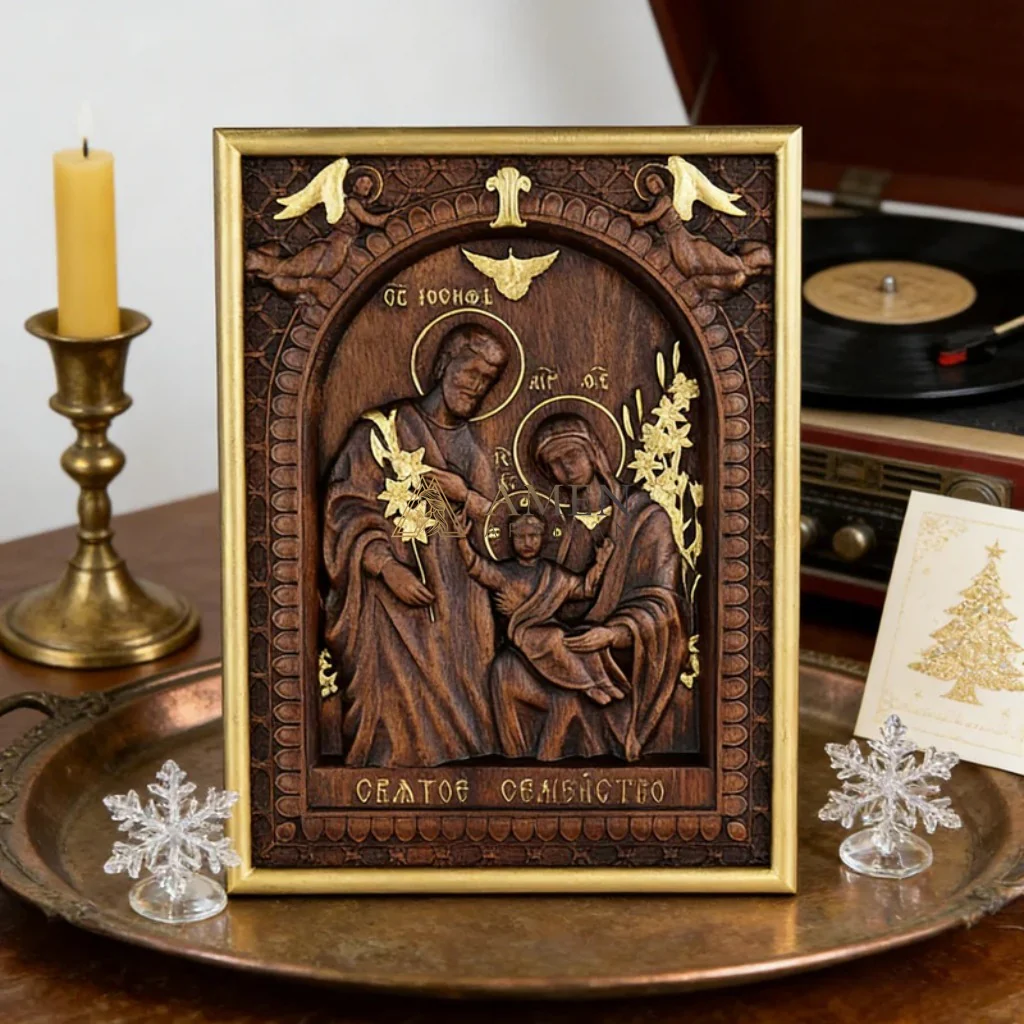 Holy Family Wood Carving - Image 3