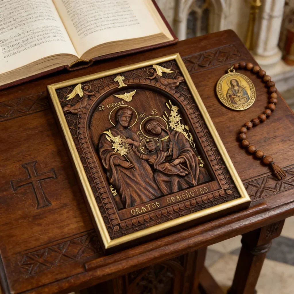 Holy Family Wood Carving - Image 6