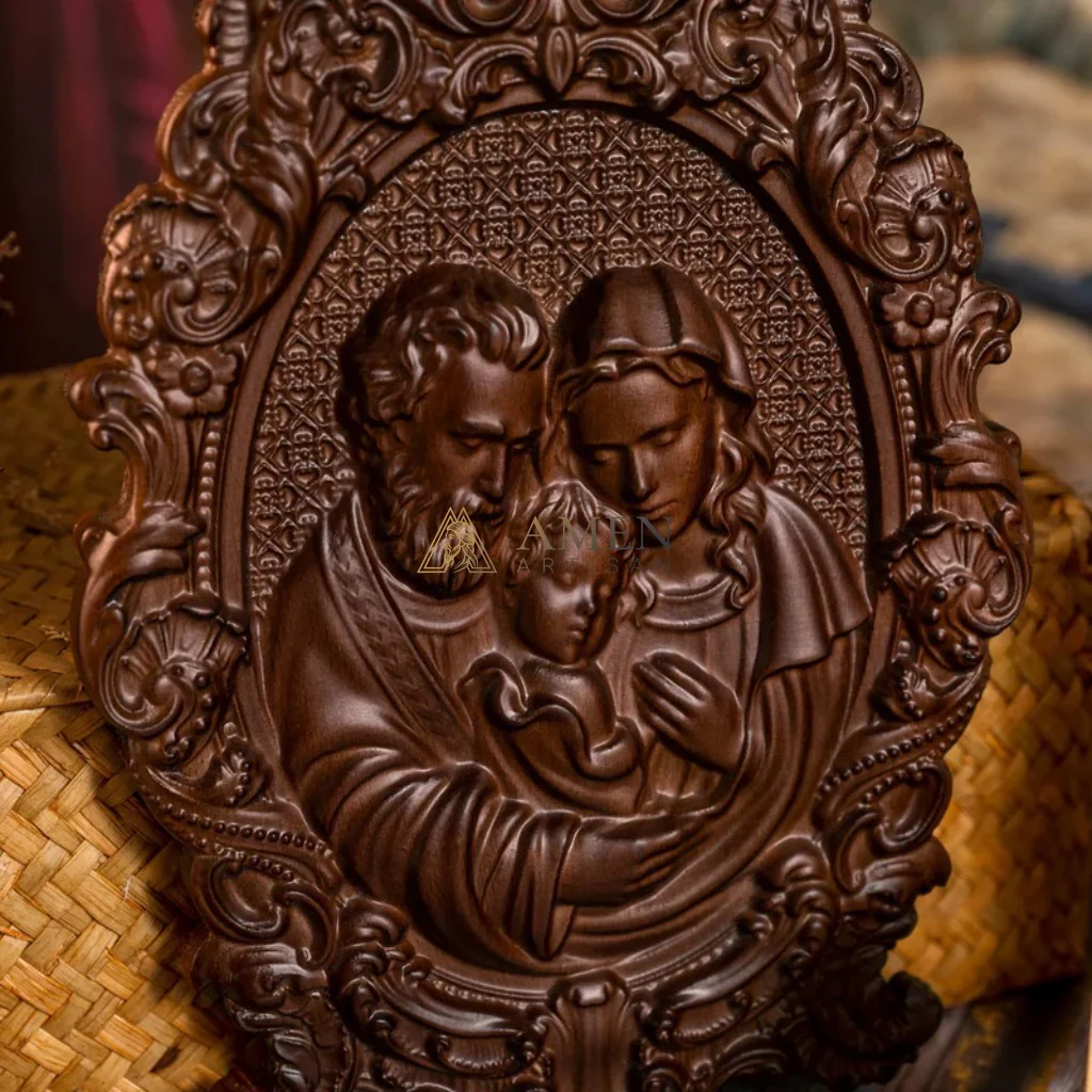 Holy Family Wood Carving - Image 2