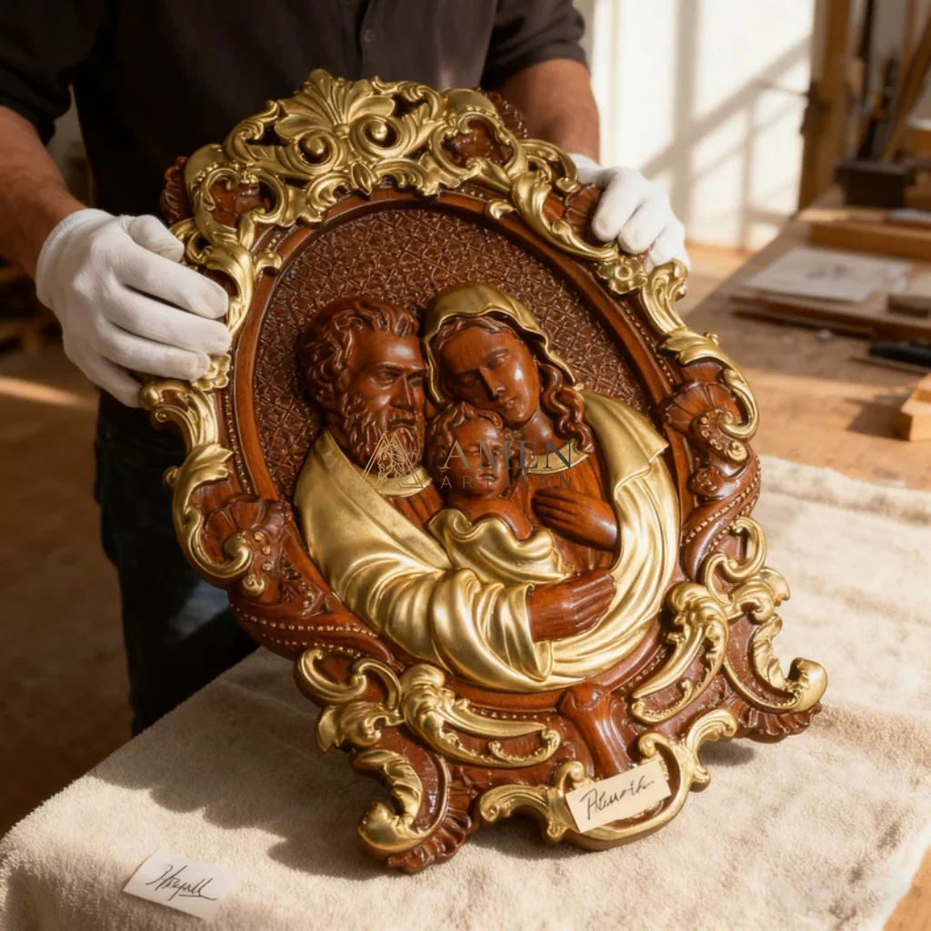 Holy Family Wood Carving - Image 5
