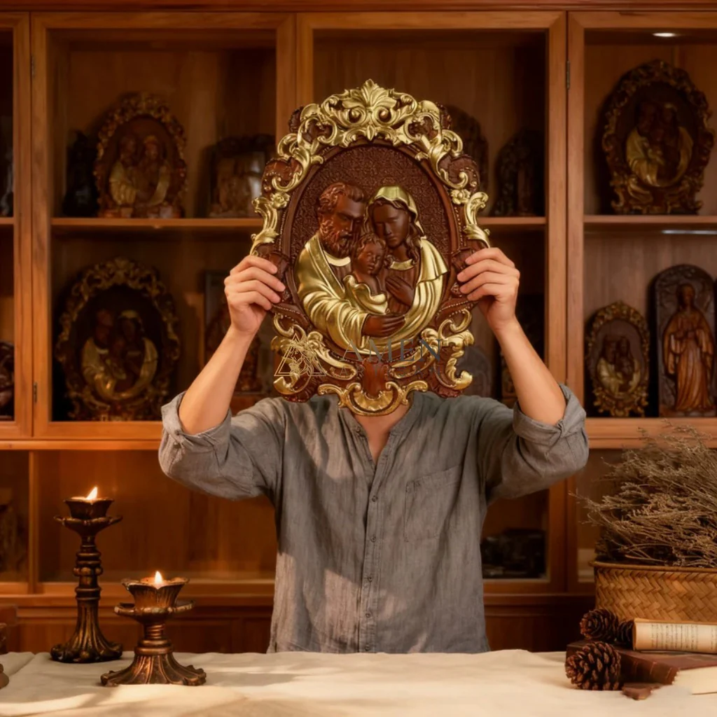 Holy Family Wood Carving - Image 6