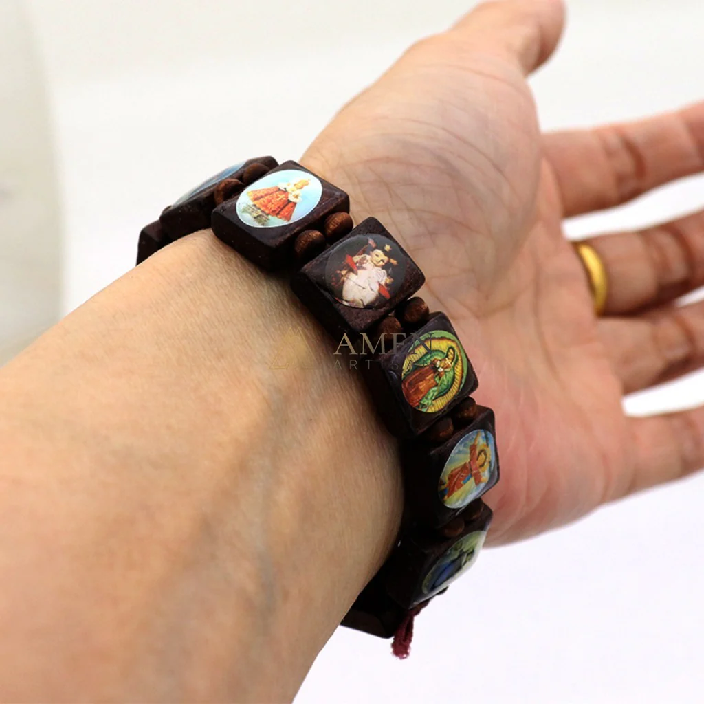 Holy Icon Wooden Plaque Bracelet Amen Artisan - Image 2