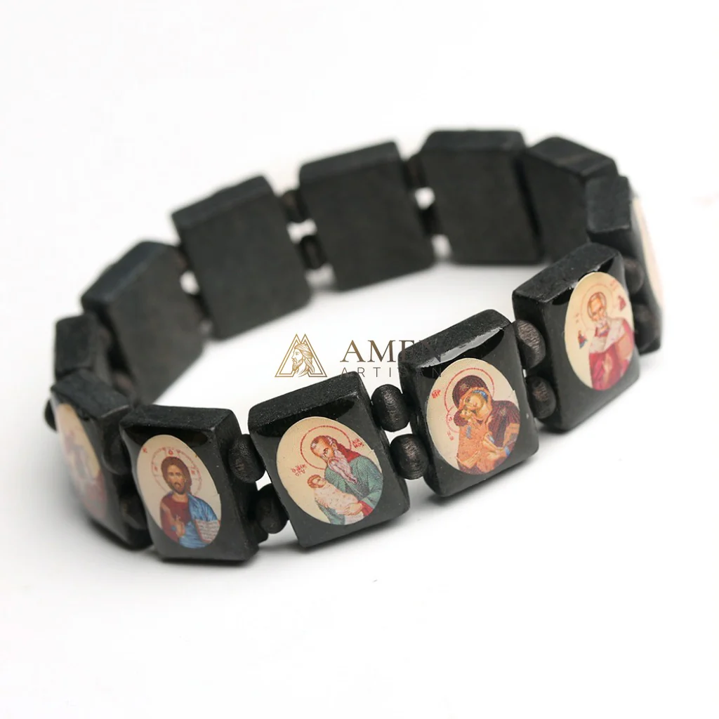 Holy Icon Wooden Plaque Bracelet Amen Artisan - Image 3