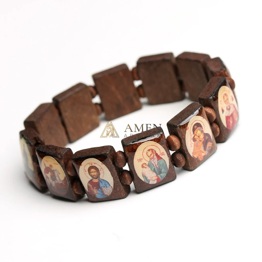 Holy Icon Wooden Plaque Bracelet Amen Artisan - Image 4