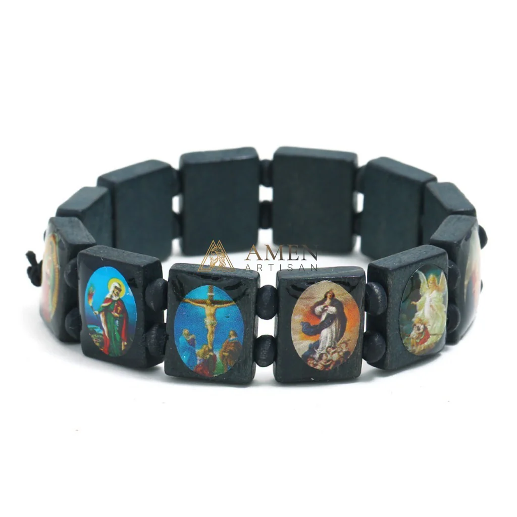 Holy Icon Wooden Plaque Bracelet Amen Artisan - Image 5