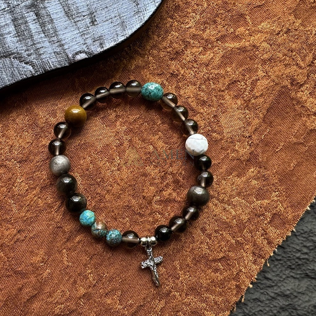 Ice Obsidian Cross Bracelet  Amen Artisan - Image 2