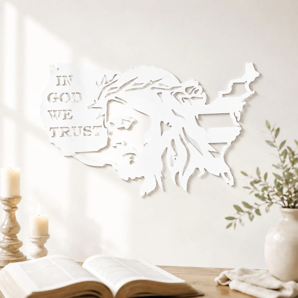 In God We Trust USA Metal Wall Art with Jesus Crown of Thorns — Faith - Image 5