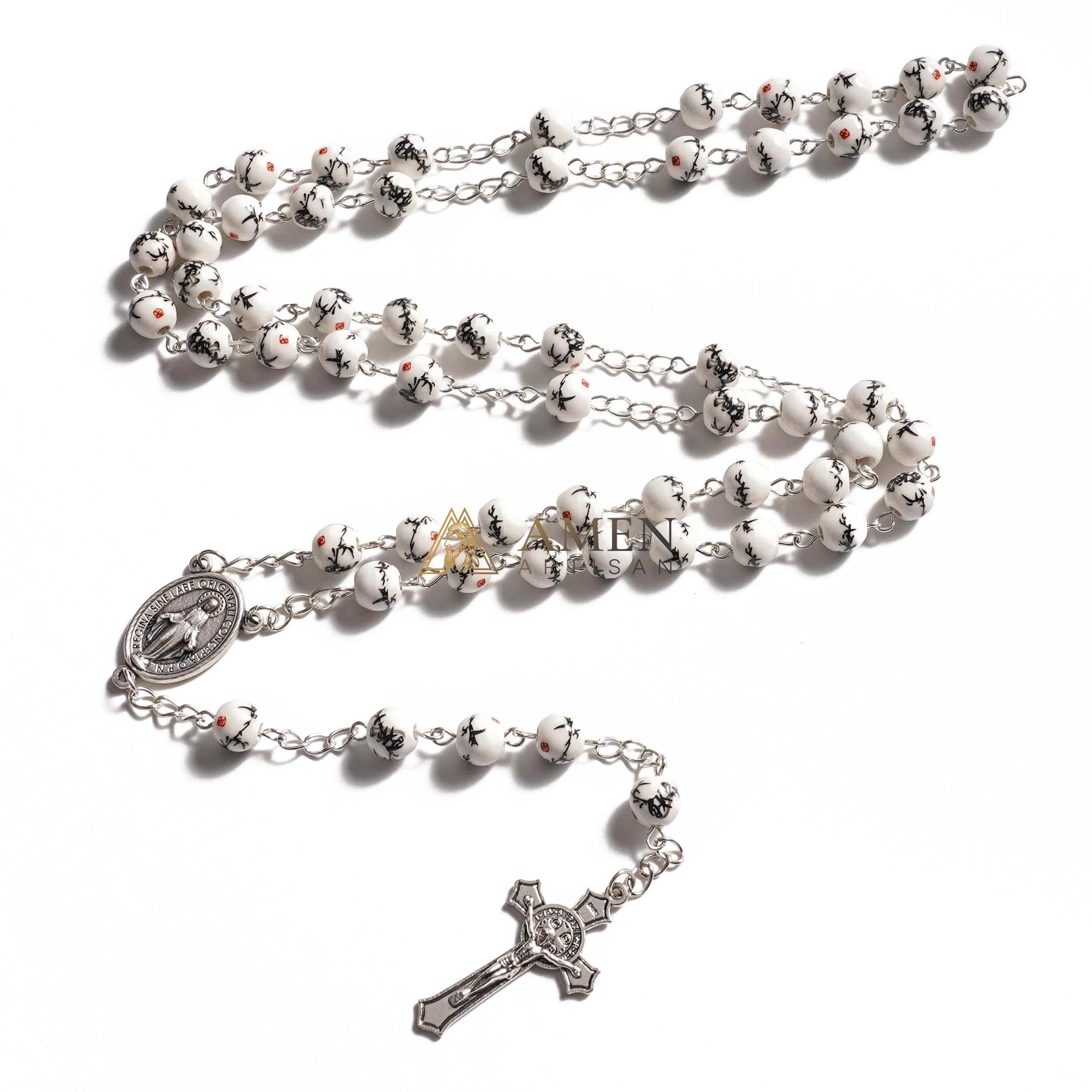 Ink Bamboo Ceramic Rosary Amen Artisan - Image 3