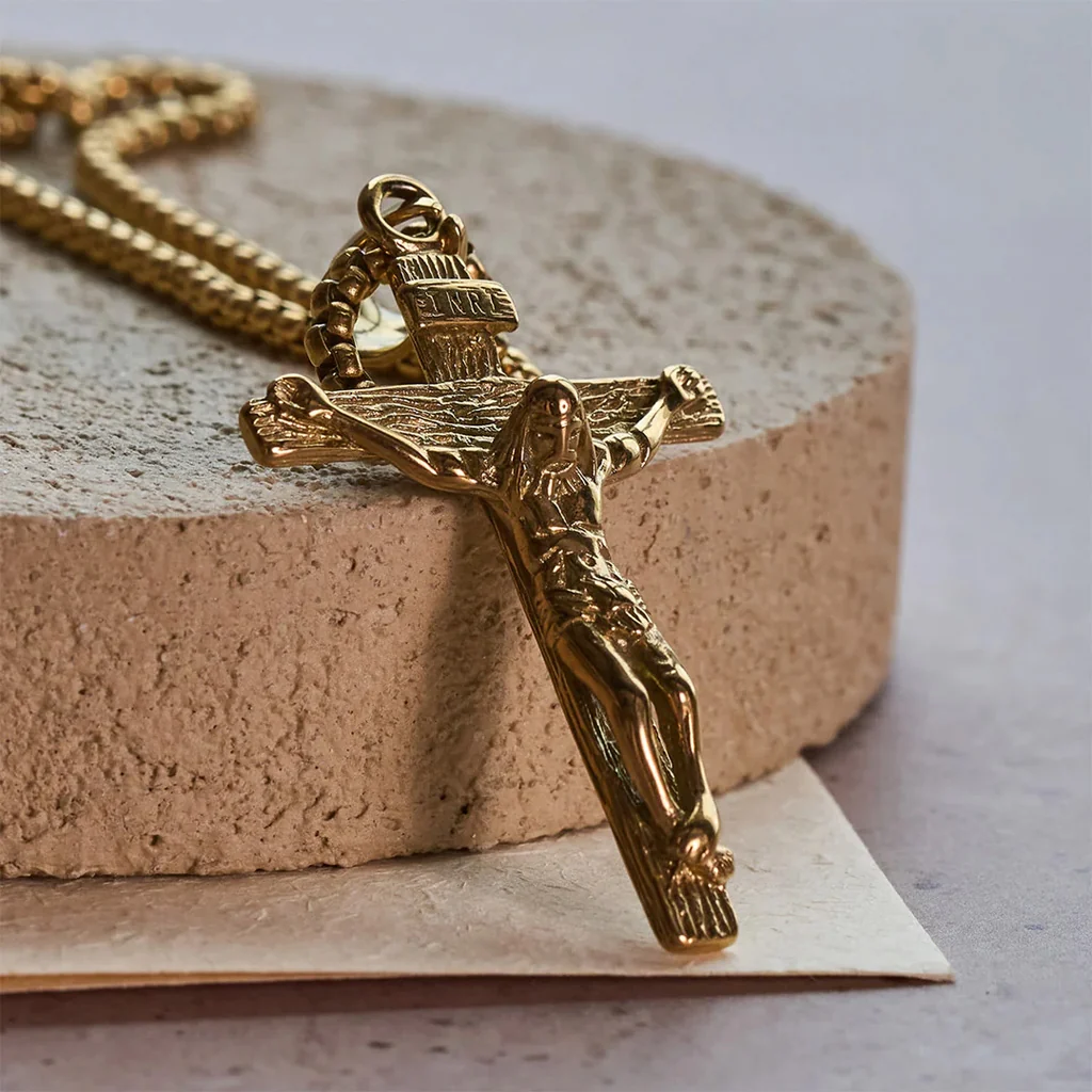 INRI Jesus Crucifix Necklace with Detailed Pendant — Faith - Image 11