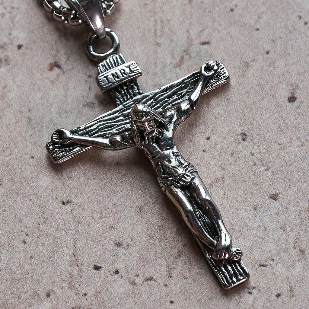 INRI Jesus Crucifix Necklace with Detailed Pendant — Faith - Image 12