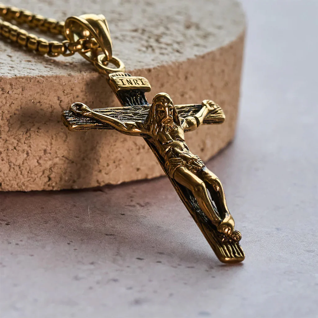 INRI Jesus Crucifix Necklace with Detailed Pendant — Faith - Image 9