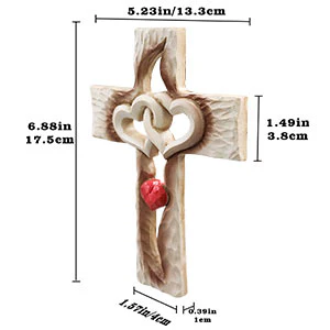 Intertwined Hearts Carved Cross Love Vows Wall Decor: Faith-Inspired Home Art Amen Artisan - Image 4
