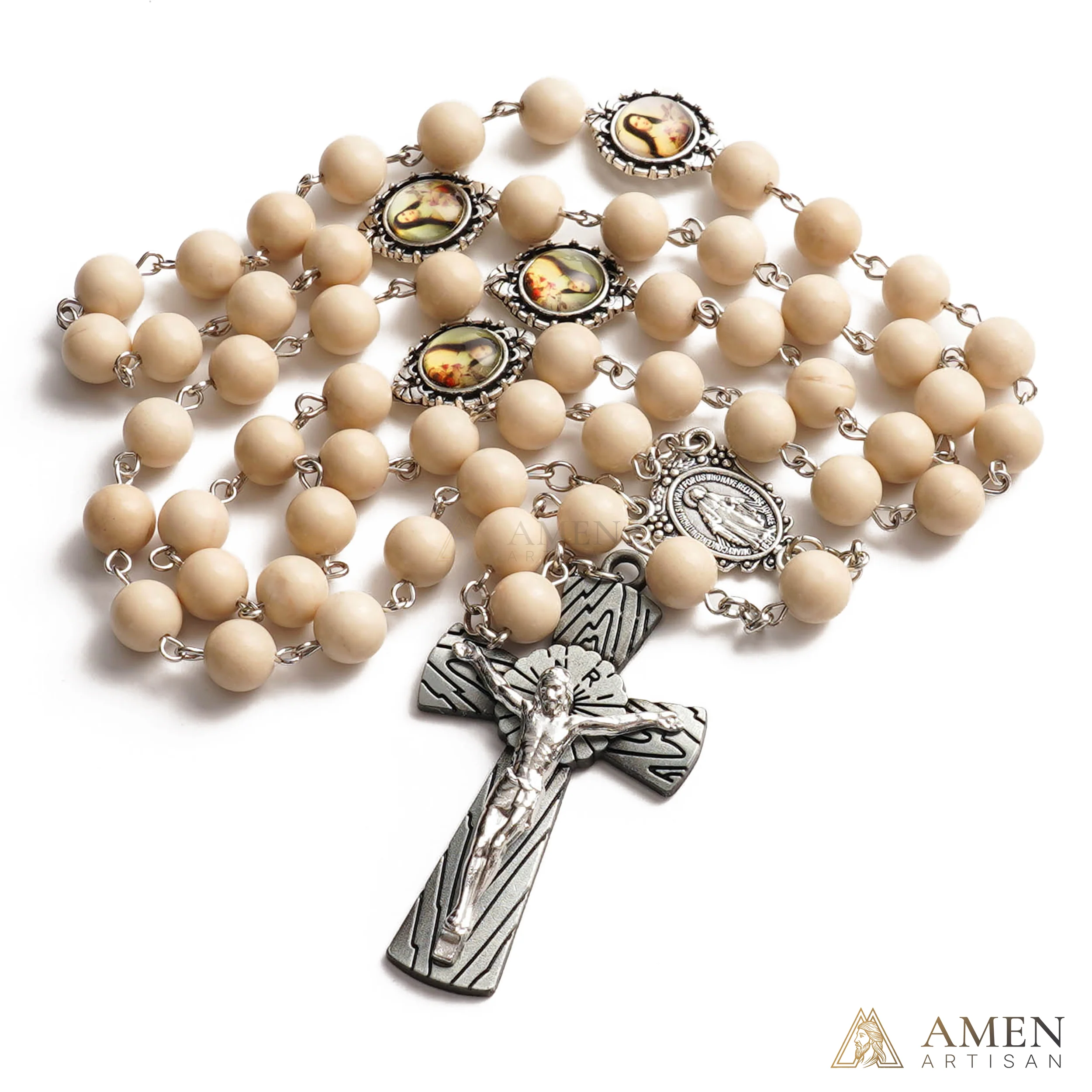 Ivory Jade Rosary Amen Artisan - Image 2