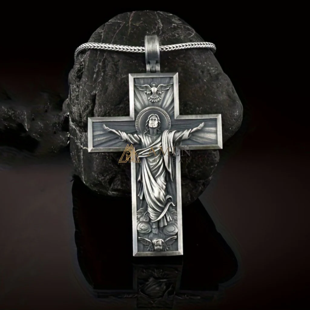 Jesus Ascension Cross Necklace Amen Artisan