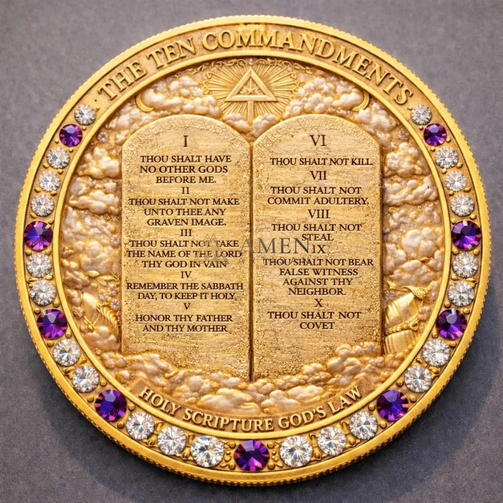 Jesus Christ & The Ten Commandments Commemorative Coin Amen Artisan - Image 2