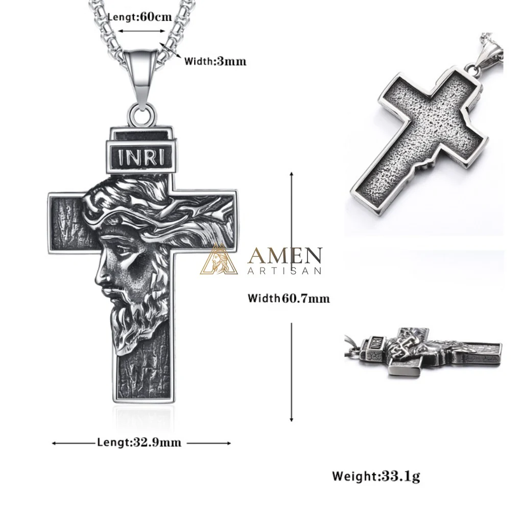 Jesus Cross Pendant Necklace Amen Artisan - Image 3