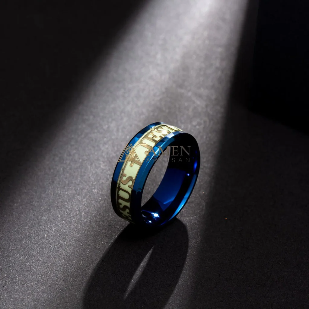 Jesus Cross Titanium Steel Luminous Ring Amen Artisan - Image 9