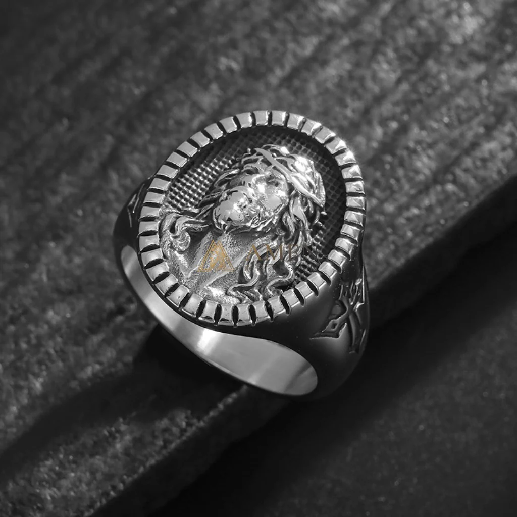 Jesus Crown of Thorns Signet Ring Amen Artisan - Image 2