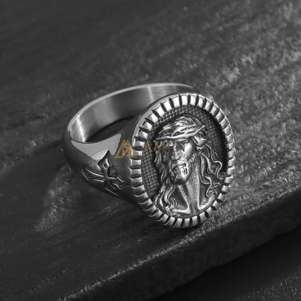 Jesus Crown of Thorns Signet Ring Amen Artisan - Image 3
