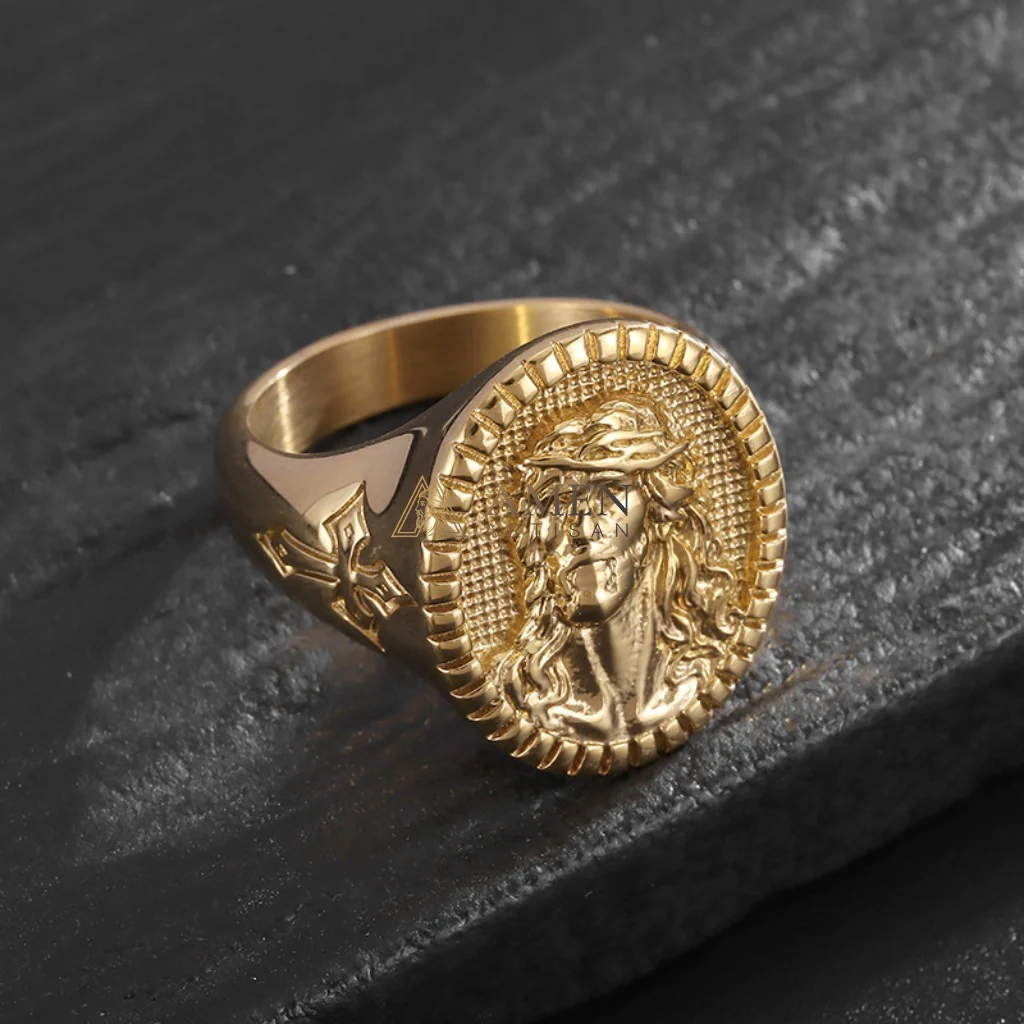 Jesus Crown of Thorns Signet Ring Amen Artisan - Image 4