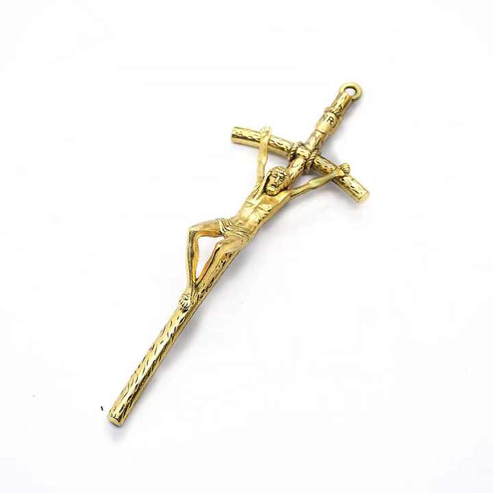 Crucifix Pendant with Weathered Cross & Sorrowful Christ Detailing - Image 8
