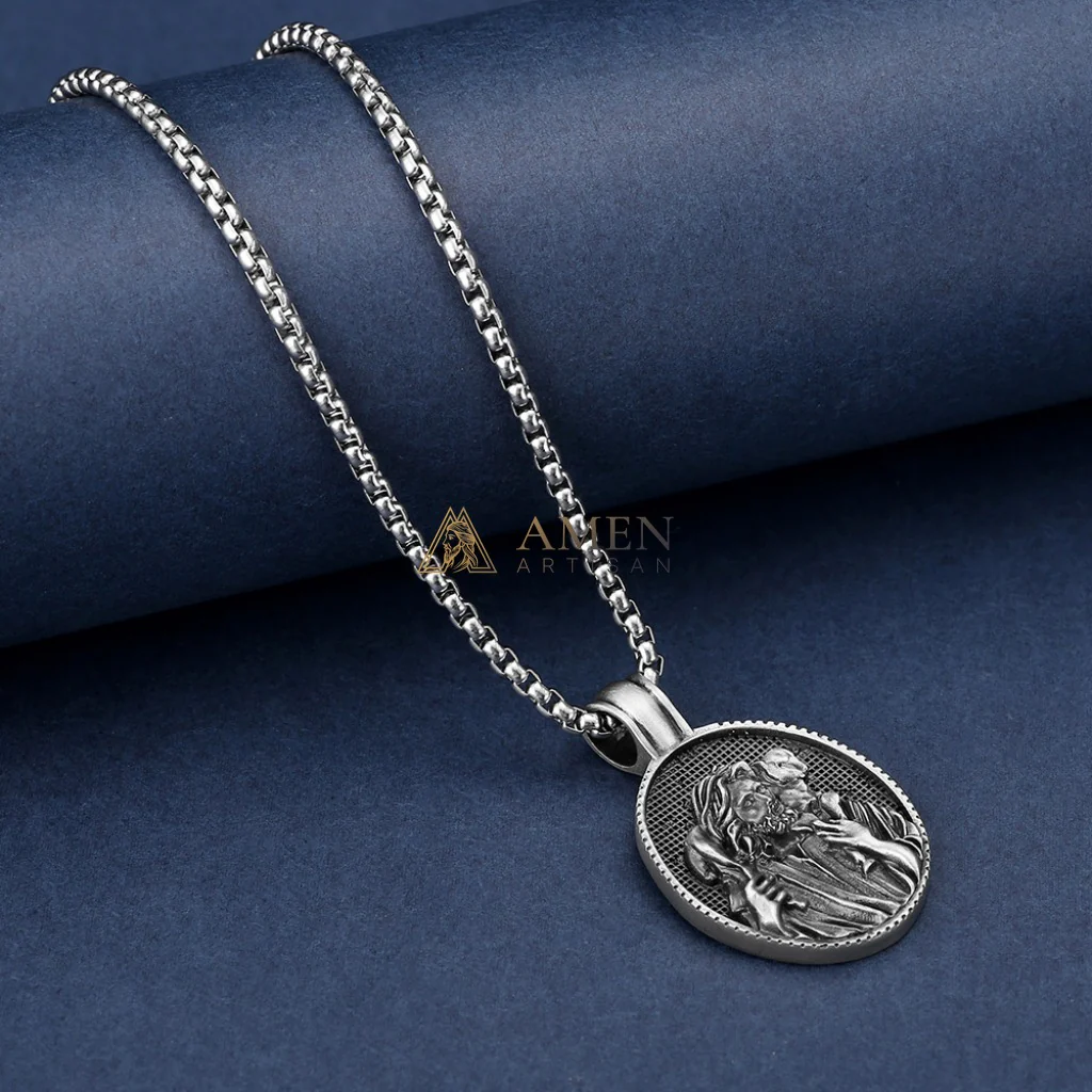 Jesus & Lamb Oval Pendant Necklace Amen Artisan - Image 2