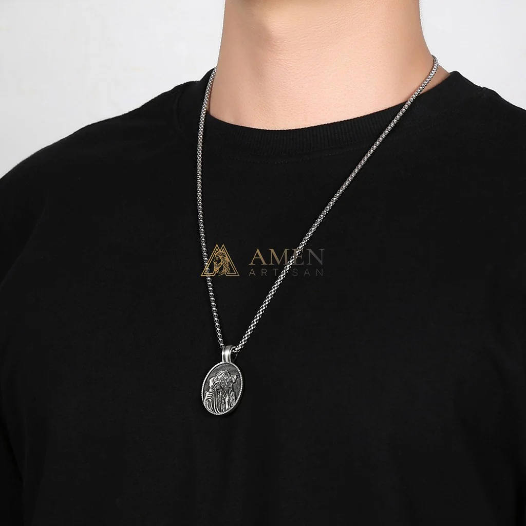 Jesus & Lamb Oval Pendant Necklace Amen Artisan - Image 3